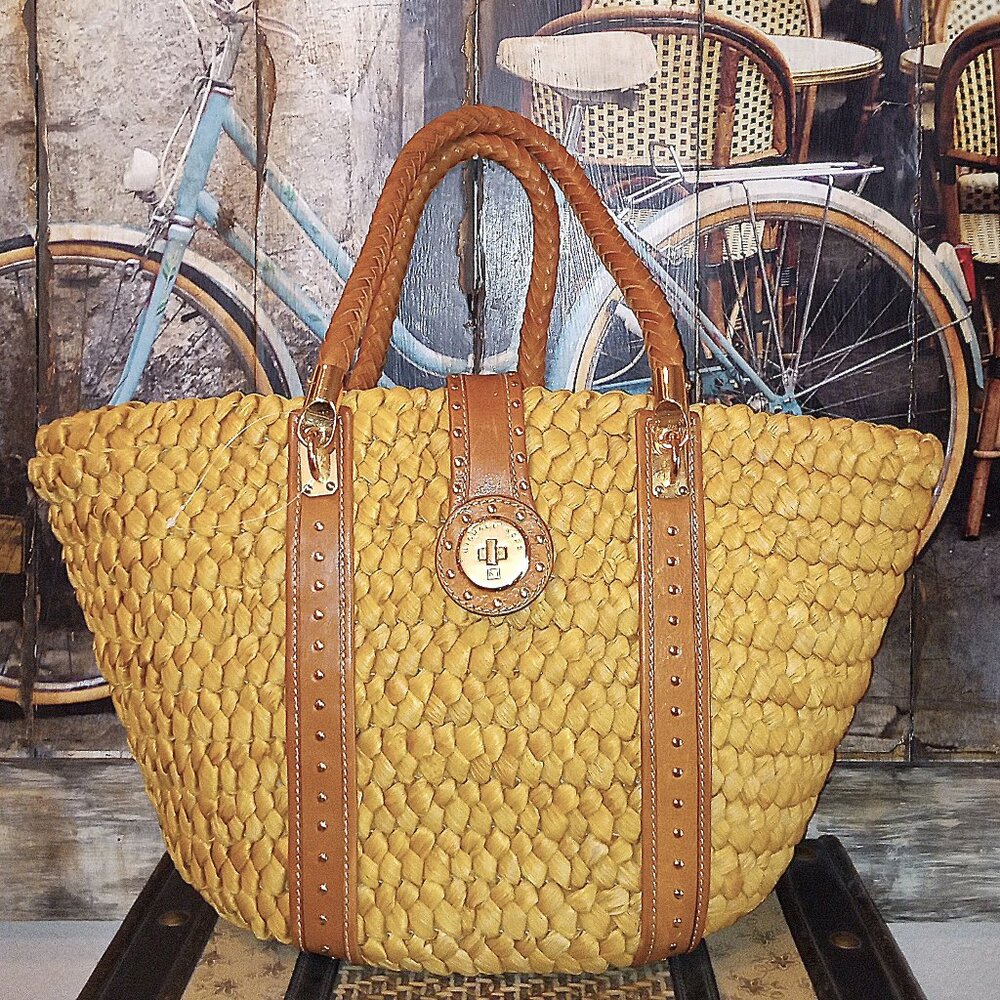 Michael Kors X Large Santorini Raffia Leather Tote